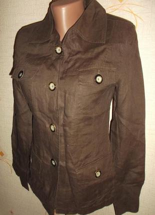 Льняной летний пиджак классика, карманы, разрезики внизу р. xs - orsay