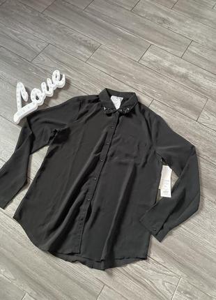 Черная шифоновая рубашка блуза
