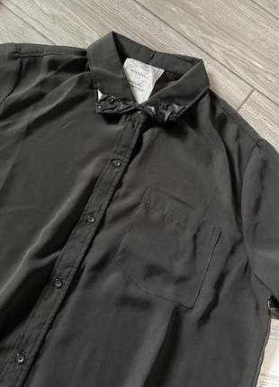 Черная шифоновая рубашка блуза2 фото