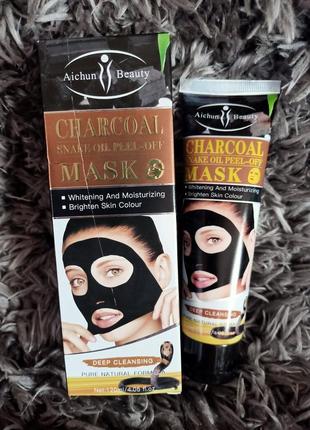 Маска-пленка для лица aichun beauty charcoal snake oil peel-off черная 120мл