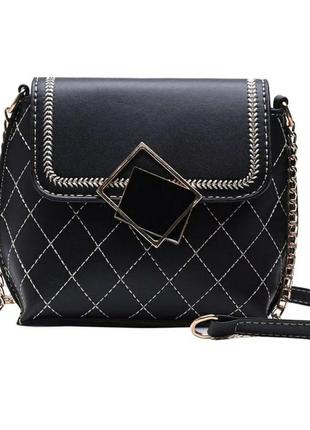 Женская винтажная сумка через плечо на цепочке с геометрической пряжкой3 фото