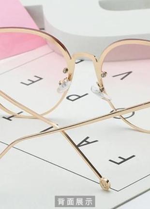 Жіночі дзеркальні сонцезахисні окуляри,, котяче око"в металевій оправі2 фото