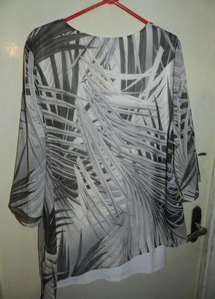 Асиметрична,2-х шарова, блузка-туніка в тропічні листочки,великого розміру,батал,janina4 фото