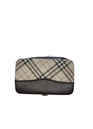 Vintage футляр папиросочница burberry's в клітку клатч монетниця гаманець шкіра принт порт