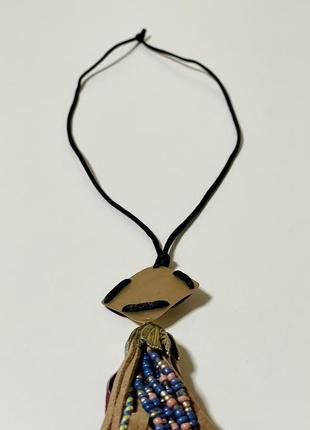 Кулон в стиле этно, бохо ожерелье из бисера2 фото