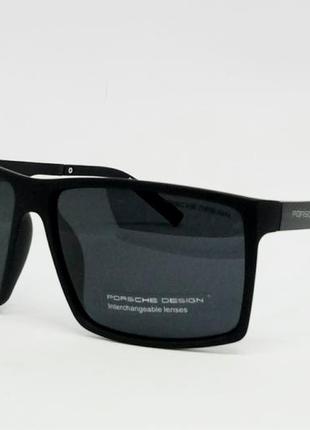 Porsche design стильні чоловічі сонцезахисні окуляри чорний мат поляризированые