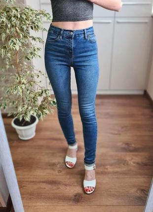 Стильные высокие базовые качественные синие джинсы 🌺
