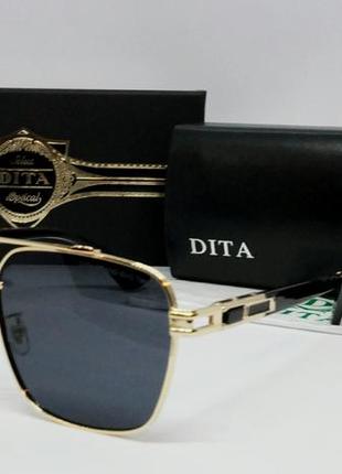 Dita стильные мужские солнцезащитные очки черные в золотом металле2 фото
