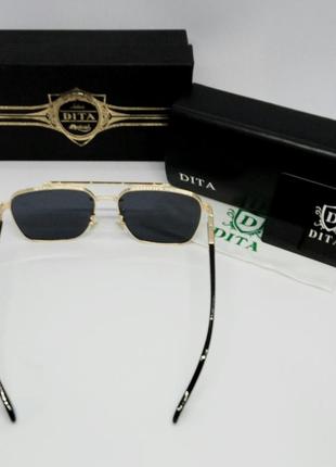 Dita стильные мужские солнцезащитные очки черные в золотом металле5 фото