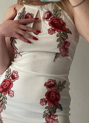 Сукня з вишивкою / біла сукня в квіти / платье в цветочный принт3 фото