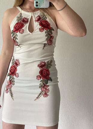 Сукня з вишивкою / біла сукня в квіти / платье в цветочный принт4 фото