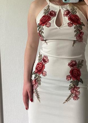 Сукня з вишивкою / біла сукня в квіти / платье в цветочный принт5 фото