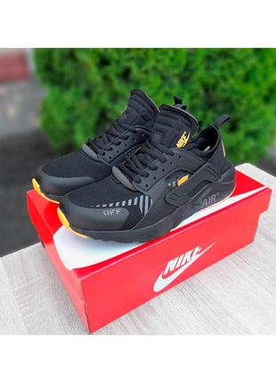 Кросівки чоловічі nike huarache off white чорні / кросівки чоловічі найк хуараче чорні кроси