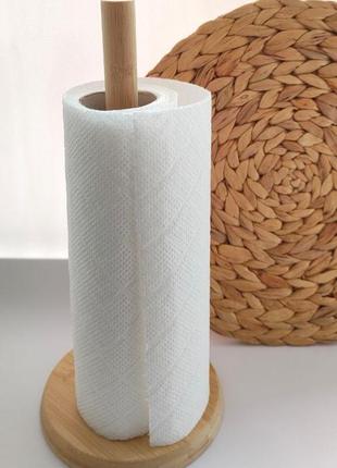 Тримач для кухонних паперових рушничків, підставка бамбук4 фото