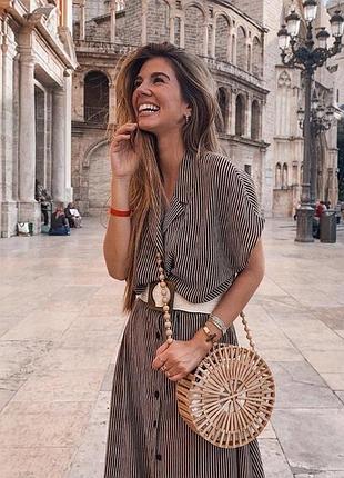 Кругла річна плетена сумка дерев'яна пляжна кроссбоди в стилі cult gaia кошик топ блогерів