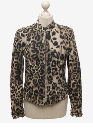 Лёгкая натуральная котоновая куртка леопардовый принт люксовый бренд marc cain размер l