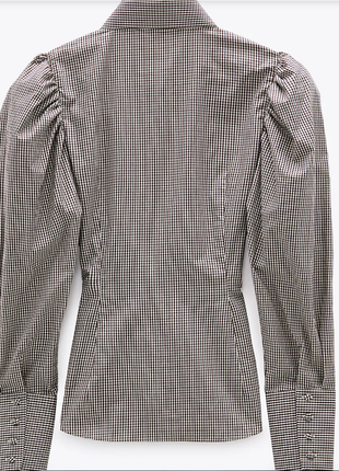 Zara рубашка в клетку с объемным рукавом5 фото