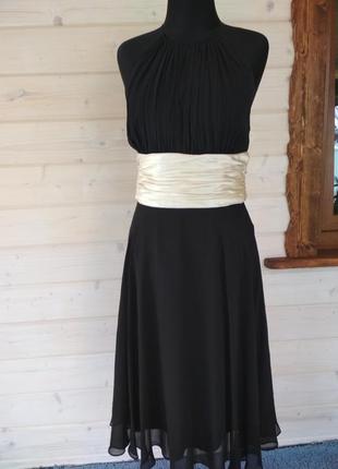 Фирменное базовое шёлковое маленькое чёрное платье миди3 фото