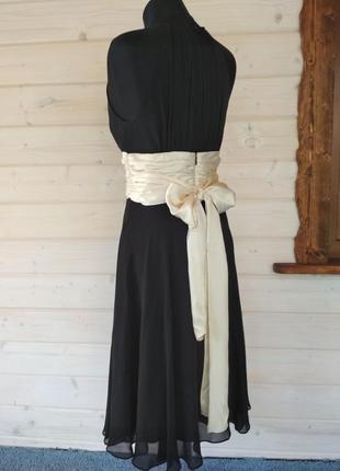 Фирменное базовое шёлковое маленькое чёрное платье миди4 фото