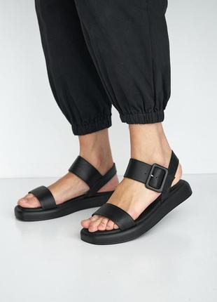 Женские босоножки кожаные летние черные teona 286 -женская обувь лето 20222 фото
