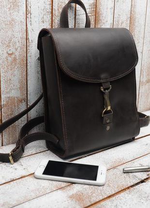 Кожа. ручная работа. кожаный коричневый рюкзак, рюкзачок.1 фото