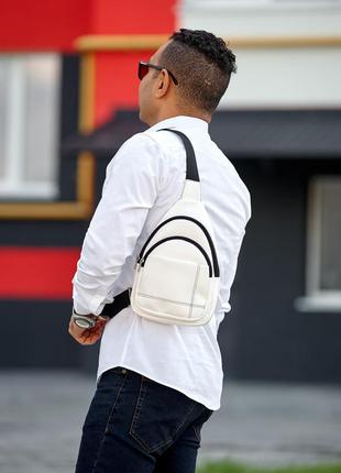Чоловіча сумка слінг через плече brooklyn біла