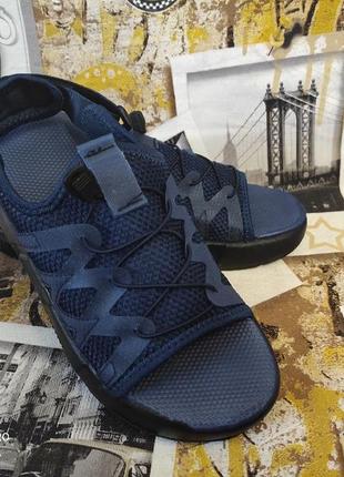 Сині текстильні босоніжки