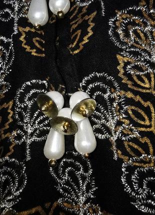 Туніка з напиленням бахромою принт візерунок в етно стилі бохо паєтки намистини блуза плаття5 фото