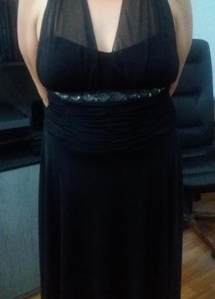 Черное платье сарафан коктельное ,шифон  батал раз.161 фото