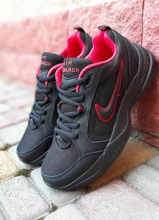 Мужские летние кроссовки nike air monarch черные найк аир монарх8 фото