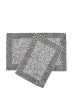 Набір килимків бавовна shalla - fabio gri сірий 40*60+50*80 килим килимок для ванної кімнати7 фото