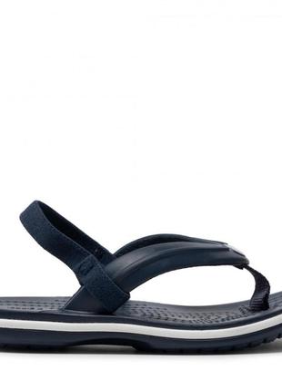 Детские  сандали шлепанцы crocs crocband strap flip k navy для мальчика темно - синие2 фото