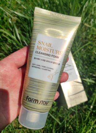 Пенка с муцином улитки, 100 мл farmstay snail moisture cleansing foam