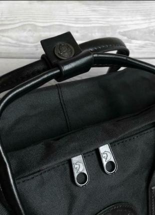 Рюкзак fjallraven kanken big чорний, шкіряні ручки, дуже легкий!!! канкен6 фото