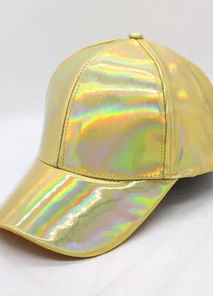 Кепка бейсболка блискуча голограма, унісекс золота