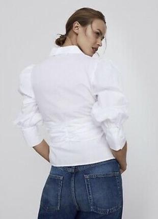 Сорочка блуза zara з об'ємними рукавами4 фото