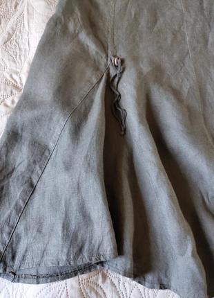 Натуральная юбка макси из льна хаки 42 - 44р4 фото