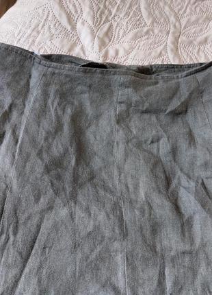 Натуральная юбка макси из льна хаки 42 - 44р5 фото