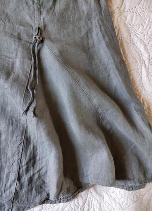 Натуральная юбка макси из льна хаки 42 - 44р8 фото