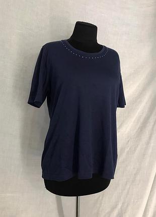 Футболка синяя глубокий цвет rabe хлопок натуральная женская