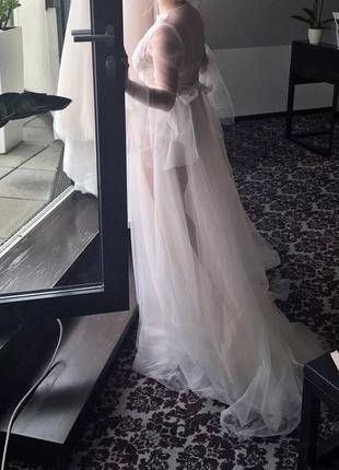Платье белое с кружевом утро невесты пеньюар сукня біла ранок нареченої ручная работа7 фото