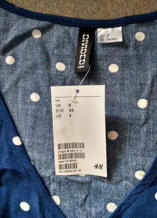 Платье летнее в горошек h&m англия, новое, вискоза, uk8, eur367 фото