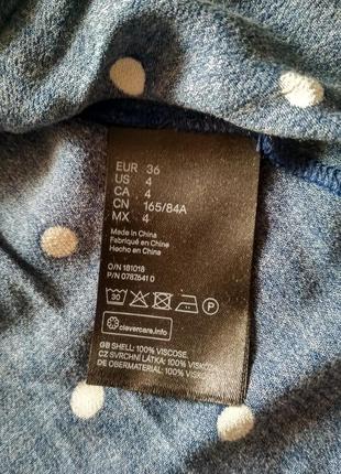 Платье летнее в горошек h&m англия, новое, вискоза, uk8, eur3610 фото