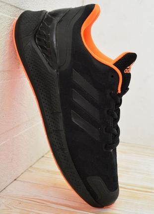 Чоловічі чорні з оранжевим кросівки adidas мужские черные кроссовки