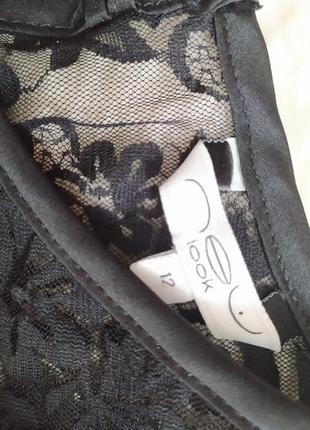 Чорна сатинова блуза з мереживом розмір s m бренду new look4 фото