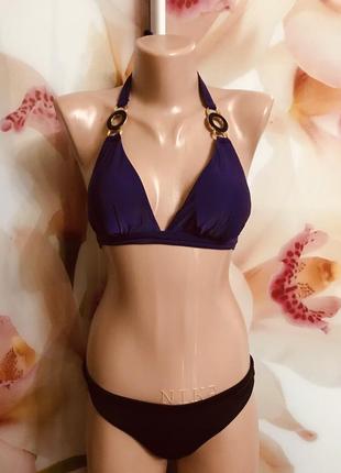 Шикарний фіолетово-чорний роздільний купальник з чашечками від h&m