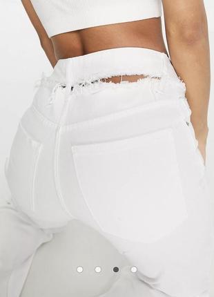Шикарні білі прямі джинси висока посадка з розрізами зверху