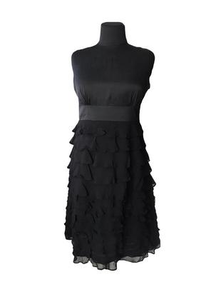 Monsoon шелковое платье чёрное многоярусное