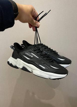 Adidas ozweego celox black/white чоловічі трендові чорні кросівки адідас весна літо осінь озвіго мужские чёрные кроссовки