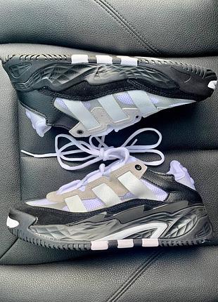Шикарні жіночі кросівки adidas niteball white black чорно-білі